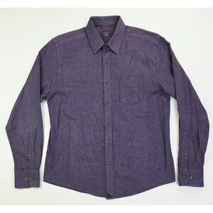 Untuckit Size Medium Mens Plum Flannel Long Sleeve Logo Tag Cotton Pocket Shirt